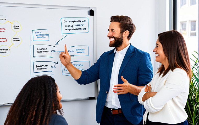 Cultivating a Growth Mindset**
A diverse group of people collaborating in a bright, modern co-working space, fully clothed in business casual attire, smiling and engaged in a lively discussion. Whiteboard in the background displays a growth mindset diagram (effort -> learning -> growth). Emphasis on positive energy and teamwork. Safe for work, appropriate content, professional, perfect anatomy, natural proportions, well-formed hands, proper finger count. High quality rendering, optimistic atmosphere.
**