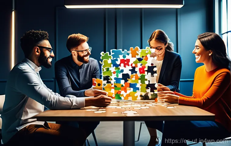 범용 역량 개발을 위한 문제 해결 기법 - **"In a brightly lit, collaborative office space, a diverse team of three to four professionals, all...