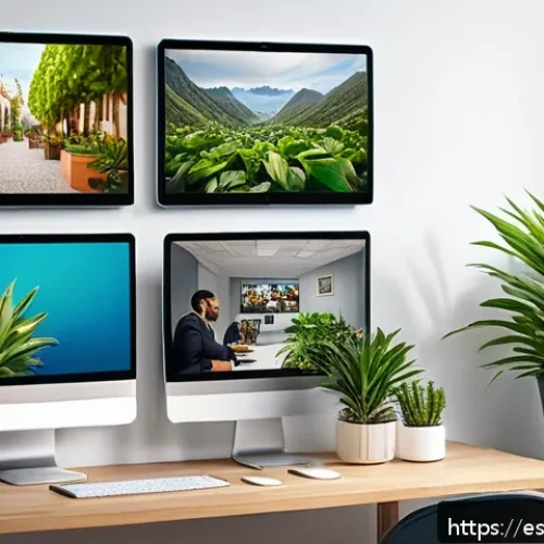 Home 30 범용 역량 확장에 필요한 핵심 기술 - A modern digital workspace featuring a diverse group of young Hispanic professionals collaborating v...