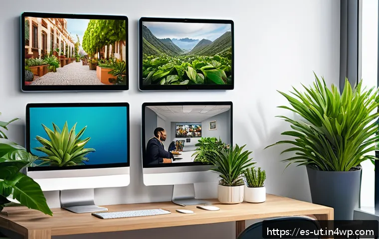 범용 역량 확장에 필요한 핵심 기술 - A modern digital workspace featuring a diverse group of young Hispanic professionals collaborating v...